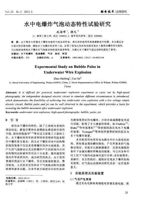 水中电爆炸气泡动态特性试验研究