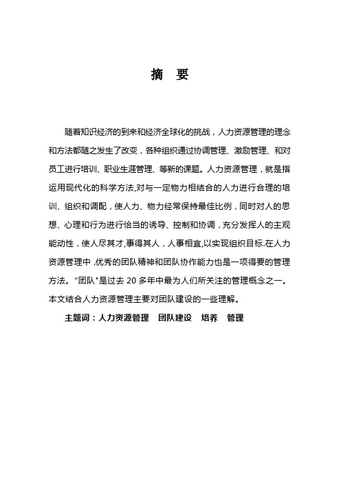 人力资源管理-团队建设