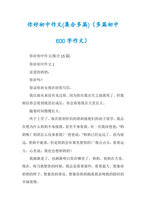 你好初中作文(集合多篇)（多篇初中600字作文）