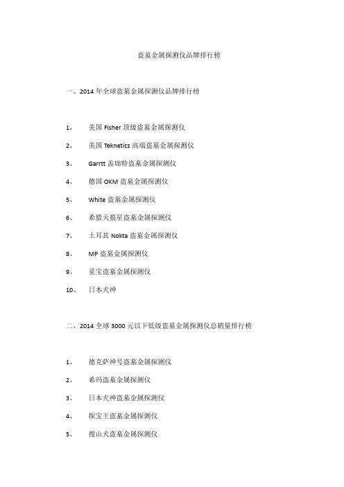 盗墓金属探测仪品牌排行榜