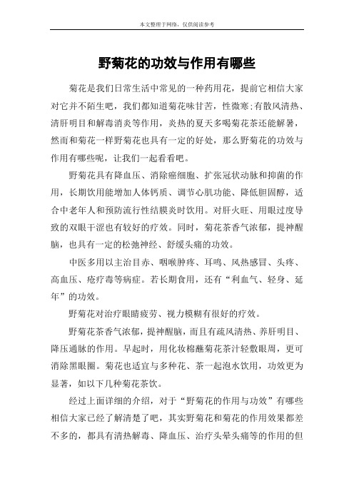 野菊花的功效与作用有哪些