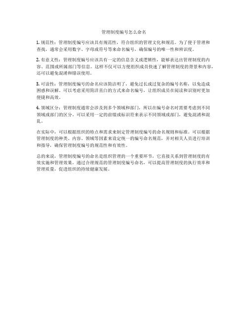 管理制度编号怎么命名