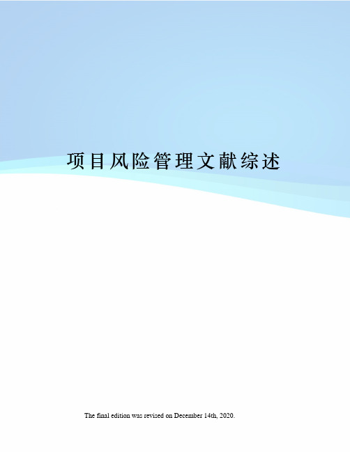 项目风险管理文献综述