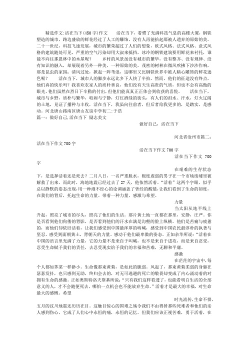 活在当下(450字)作文