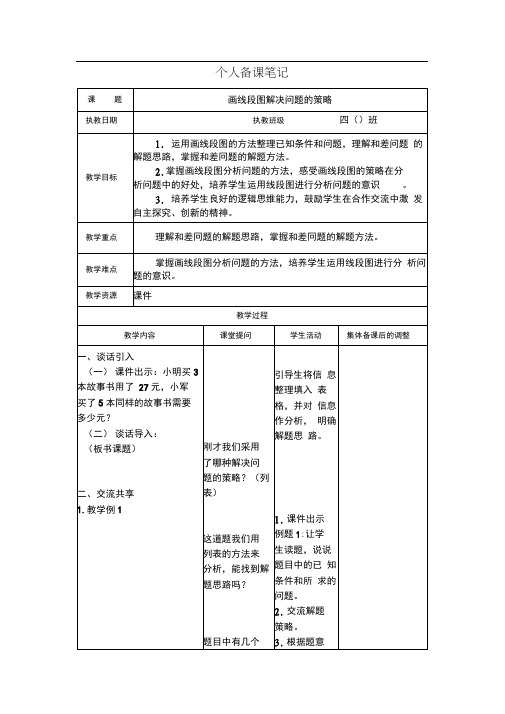 苏教版四年级数学下册第五单元《解决问题的策略》全部教案