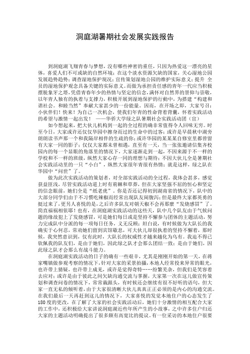 洞庭湖暑期社会发展实践报告