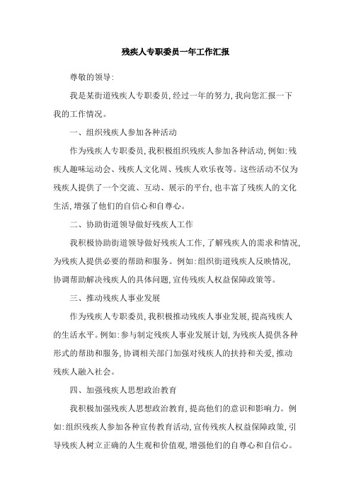 残疾人专职委员一年工作汇报