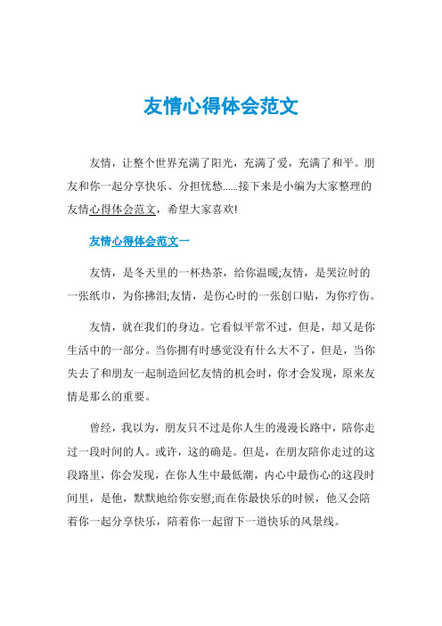 友情心得体会范文