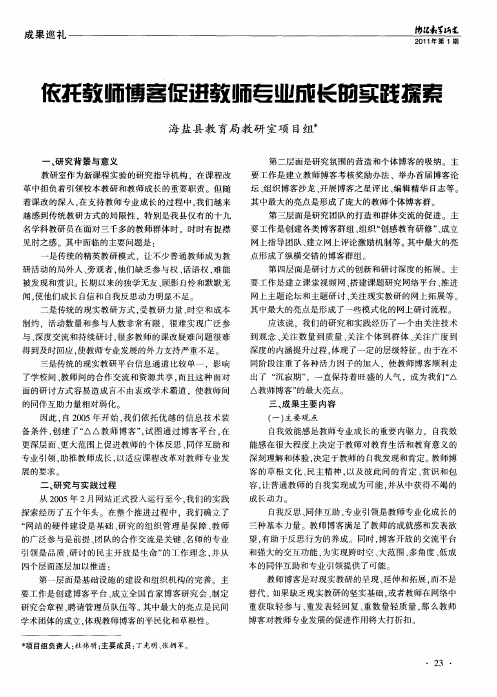 依托教师博客促进教师专业成长的实践探索