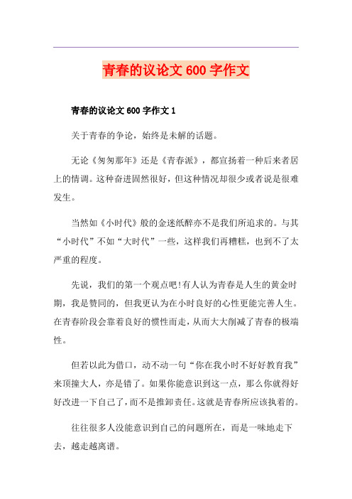 青春的议论文600字作文