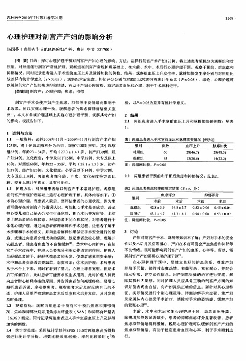 心理护理对剖宫产产妇的影响分析