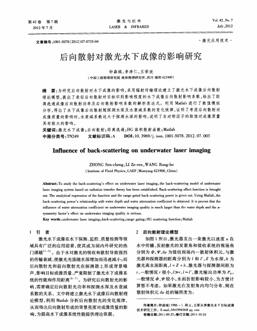 后向散射对激光水下成像的影响研究