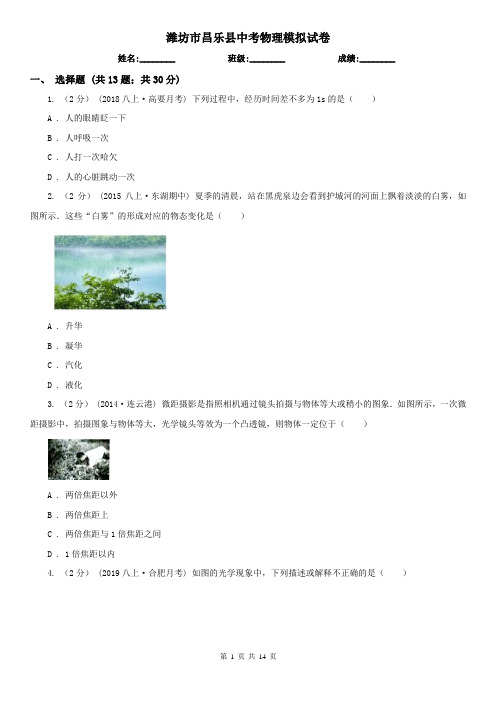 潍坊市昌乐县中考物理模拟试卷