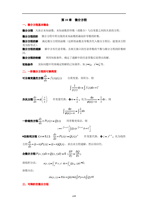 张卓奎《高等数学(第3版)》第十一章微分方程-本章提要