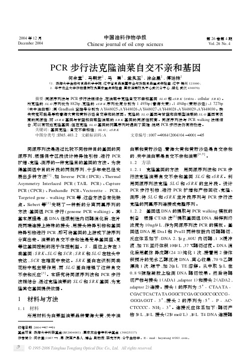 PCR步行法克隆油菜自交不亲和基因