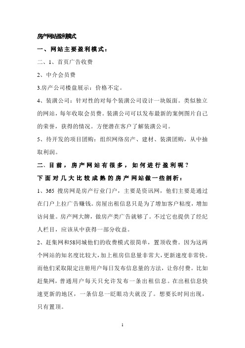 房产网站盈利模式