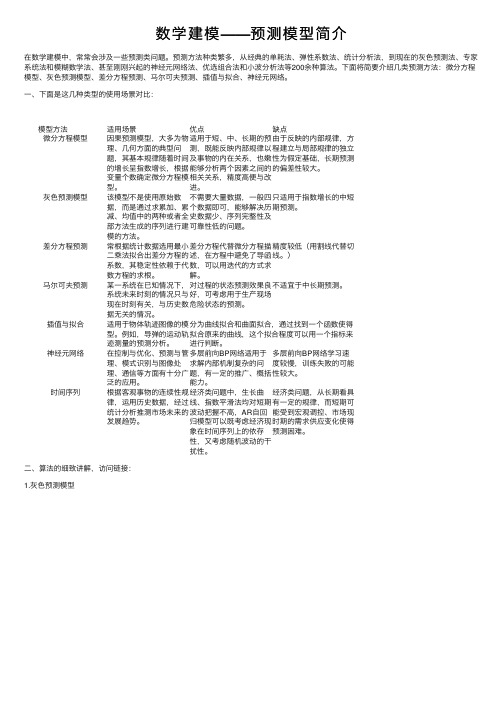 数学建模——预测模型简介