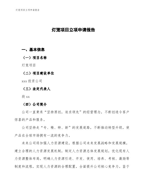 灯笼项目立项申请报告