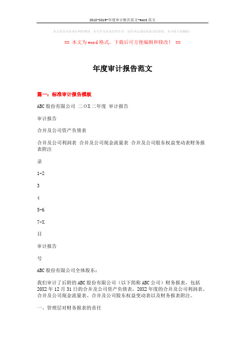 2018-2019-年度审计报告范文-word范文 (8页)