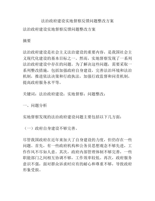 法治政府建设实地督察反馈问题整改方案