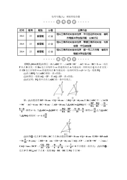 2015届内蒙古包头中考复习教学案：专题(九) 相似形综合题
