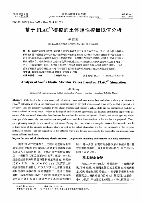 基于 FLAC 3D模拟的土体弹性模量取值分析