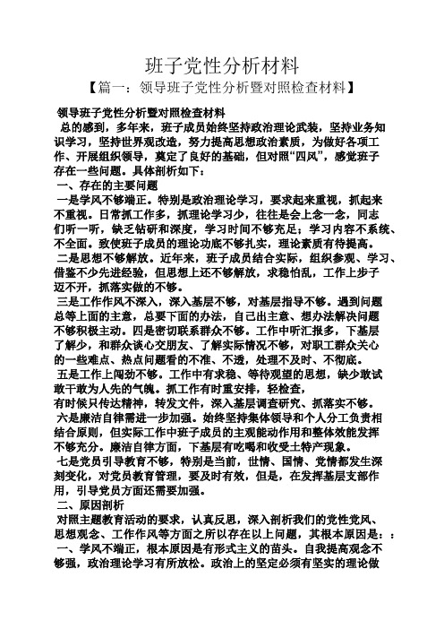 班子党性分析材料