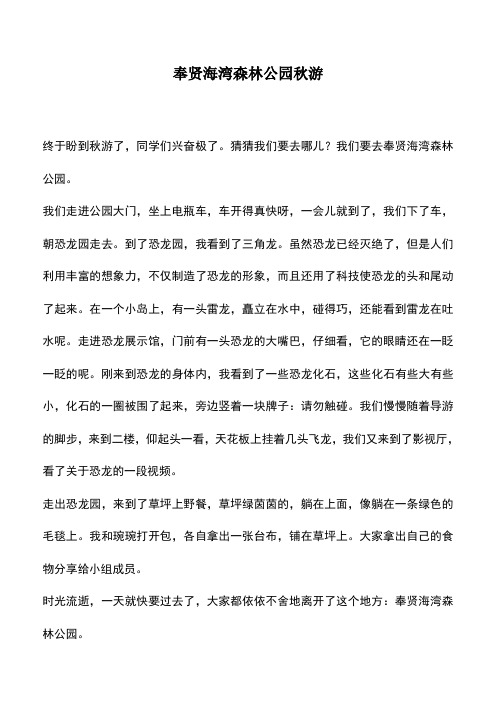 中小学作文素材：奉贤海湾森林公园秋游
