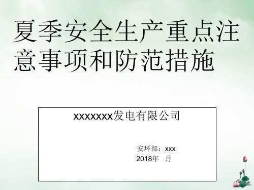 发电公司夏季安全生产重点注意事项和防范措施(PPT37页)