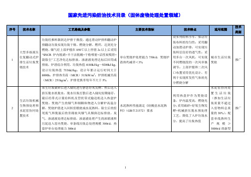 国家先进污染防治技术目录(固体废物处理处置领域)