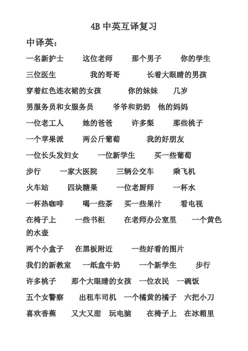 4B中英互译复习