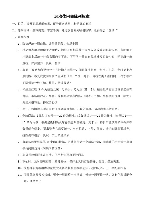 市场运动休闲部陈列标准