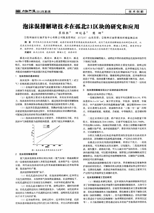 泡沫混排解堵技术在孤北21区块的研究和应用