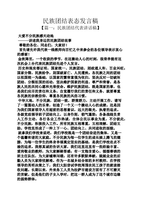 民族团结表态发言稿