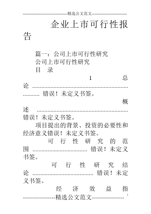 企业上市可行性报告