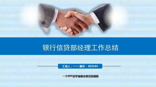 最新银行信贷部经理工作总结述职PPT模板