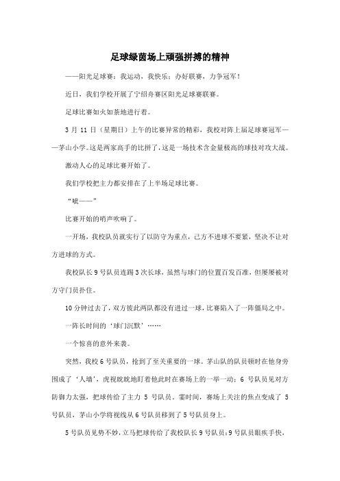 足球绿茵场上顽强拼搏的精神_小学六年级作文1400字