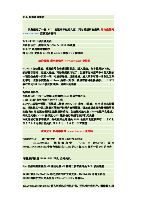 TCL彩电通病集合