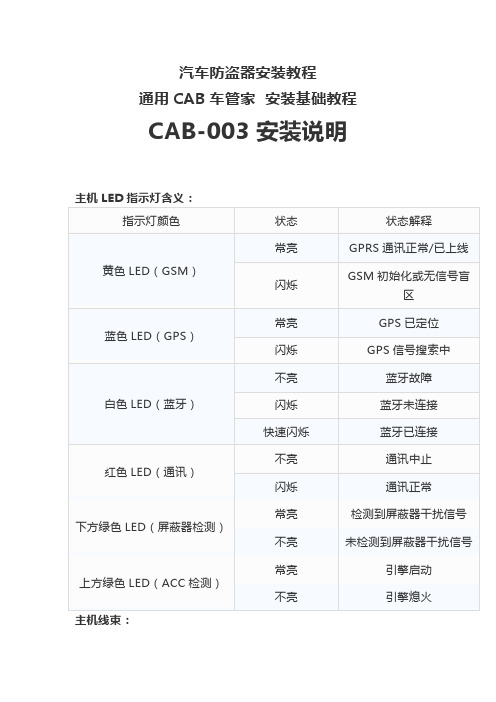 cab车管家汽车防盗报警器安装基础教程