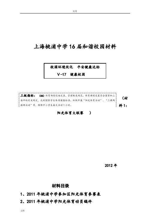 阳光体育大联赛-上海桃浦中学16届和谐校
