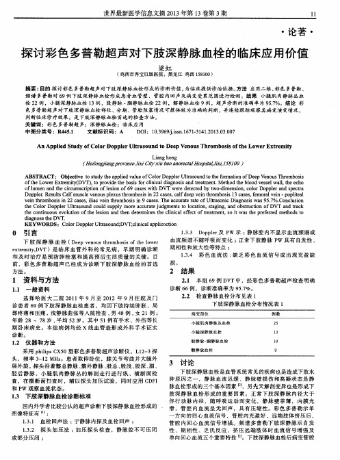 探讨彩色多普勒超声对下肢深静脉血栓的临床应用价值