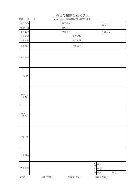 清理与掘除检查记录表