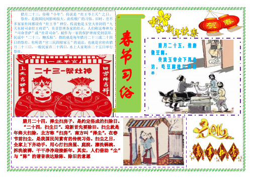 2016猴年贺新春传统习俗大全电子小报手抄报成品A4横排7页可编辑可打印