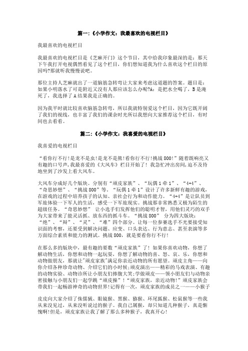我最喜欢的电视栏目作文400字