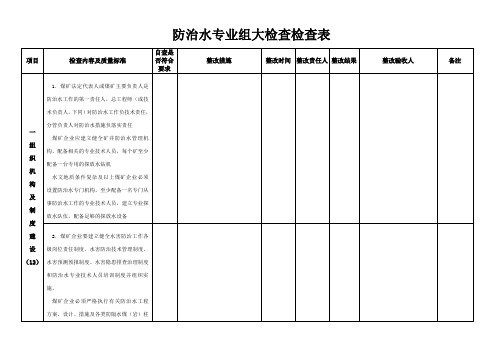 防治水专业组大检查检查表