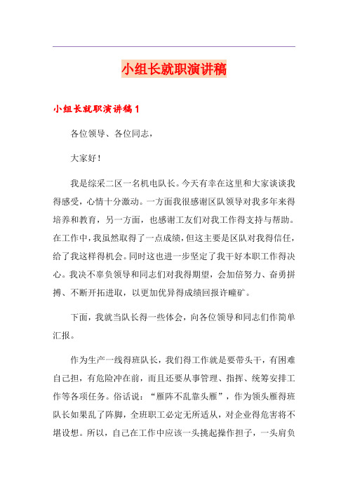 小组长就职演讲稿