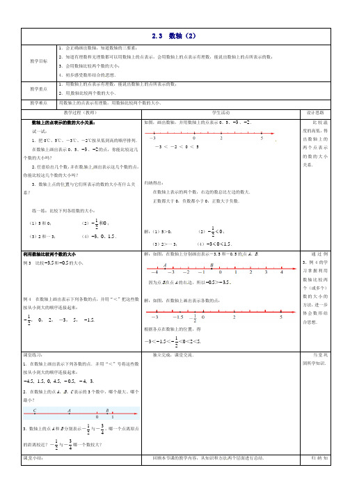 苏科初中数学七年级上册《2.3 数轴》教案 (2)【精品】.doc
