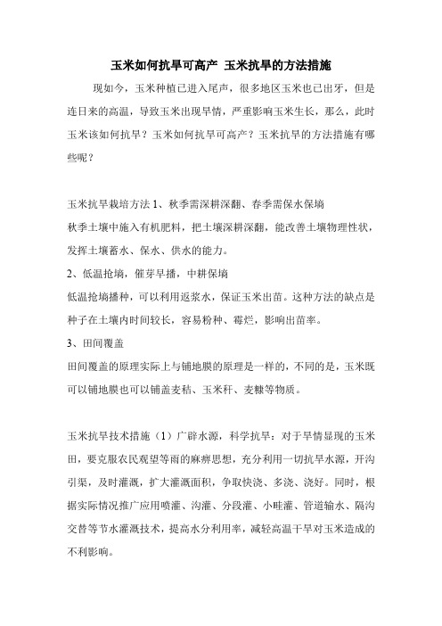 玉米如何抗旱可高产 玉米抗旱的方法措施.doc