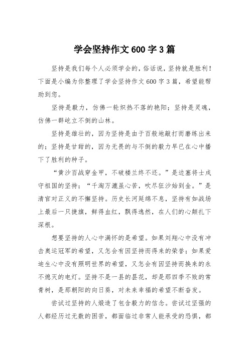 学会坚持作文600字3篇