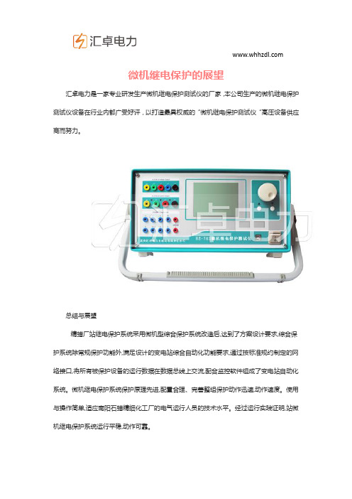 微机继电保护的展望
